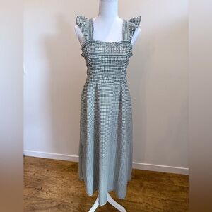 Old Navy Smocked Gingham Midi Dress Size Medium Coquette Western Boho Romantic